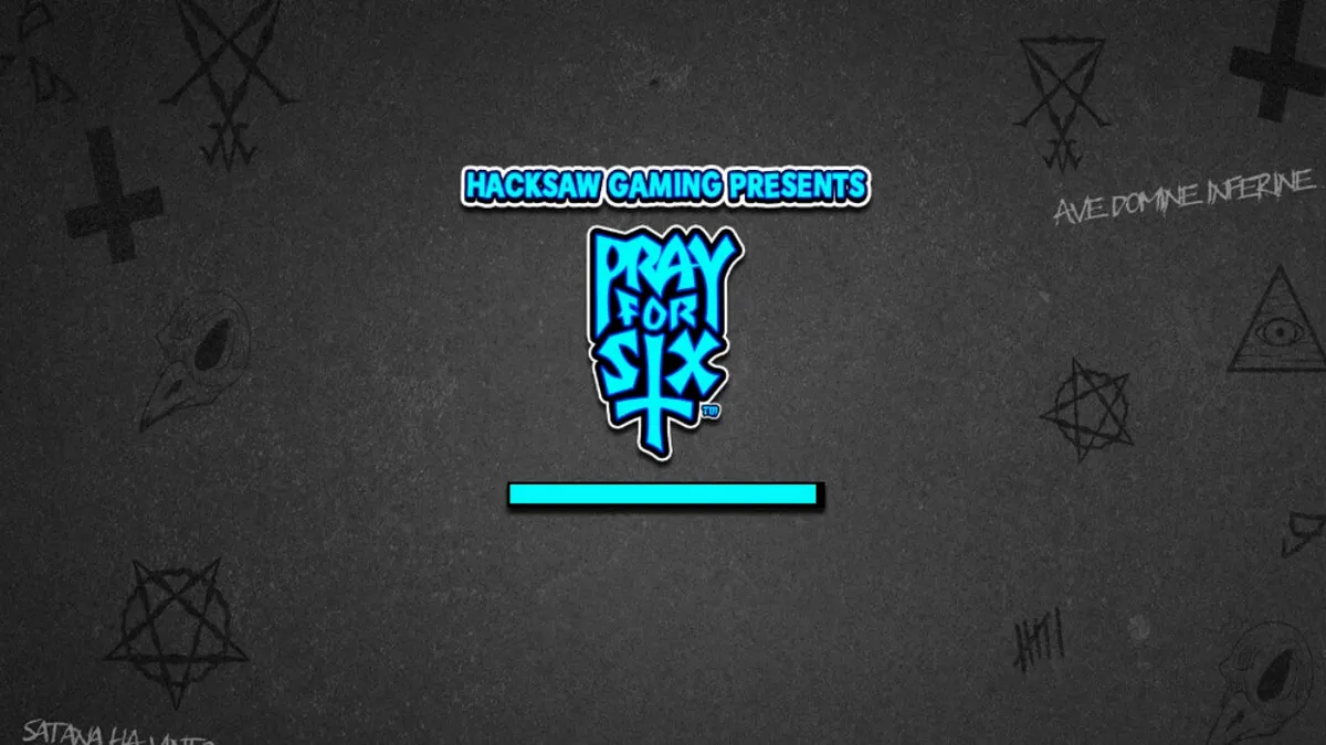 Tela de jogo do slot Pray for Six com tema gótico e monocromático